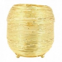 Round candle holder in gold metal wire Ø 15cm