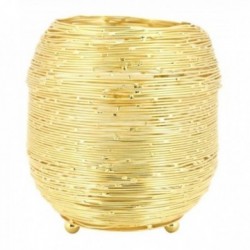 Rund värmeljushållare i guldmetalltråd Ø 15cm