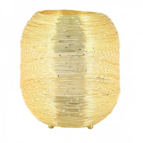 Round candle holder in gold metal wire Ø 17.5cm