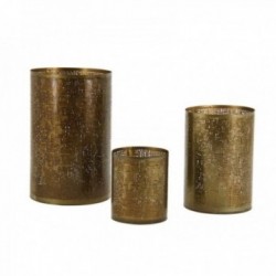 Runde Kerzenhalter aus goldenem Metall, 3er-Set