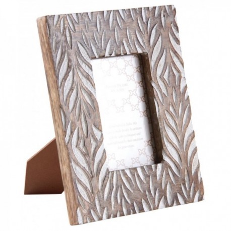 Wooden photo frame to stand with foliage decor