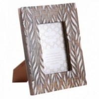 Wooden photo frame to stand with photo foliage decor 13 x 18 cm