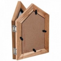 Wooden photo frame to put 2 photos in the shape of a house