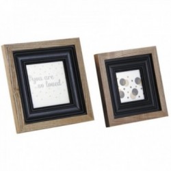 Vierkante fotolijsten van hout en glas Set van 2