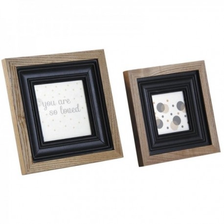 Square photo frames in wood and glass Set of 2