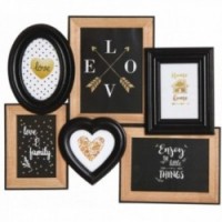 Photo Frame Pell - Parede 6 Fotos em Madeira Natural e Preto