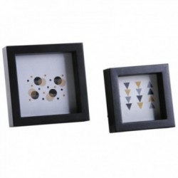 Portafoto quadrati in legno nero e vetro Set di 2