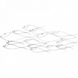 Décoration murale banc de poissons en métal