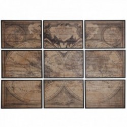 Mesas Mapa mundi em madeira 9 molduras