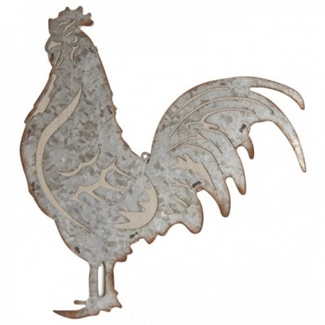 Patinated metal rooster wall decoration