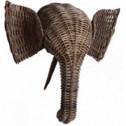 Trofeo da parete testa di elefante in poelet grigio