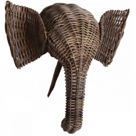 Elephant head wall trophy in gray poelet