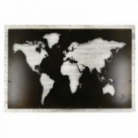 World map wall frame in medium and metal