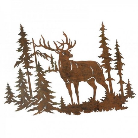 Dekoracja ścienna w metalowym jeleniu i jodłom