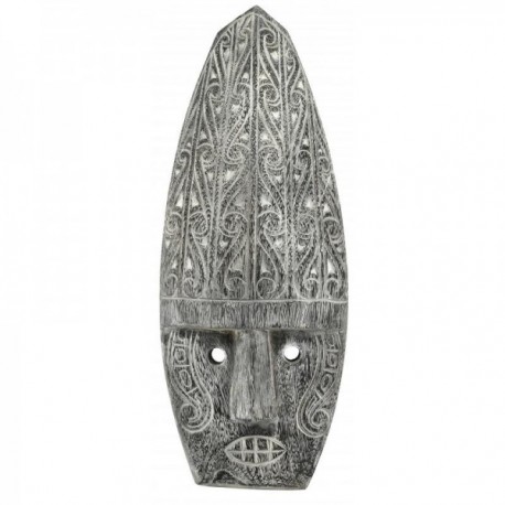 Etniczna maska ścienna w rzeźbionym szarym dieszczem