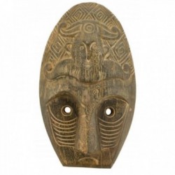 Máscara de parede esculpida em madeira manchada