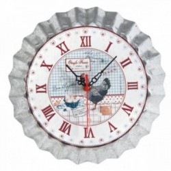 Horloge de cuisine en métal "Oeufs Frais" forme capsule