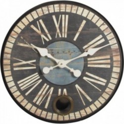 Aged Metal Wall Clock med Pendulum | Store vintage station og industrielle vintage ur