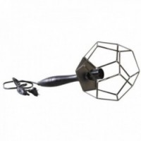Decorative portable lamp to stand or hang in brass and wood