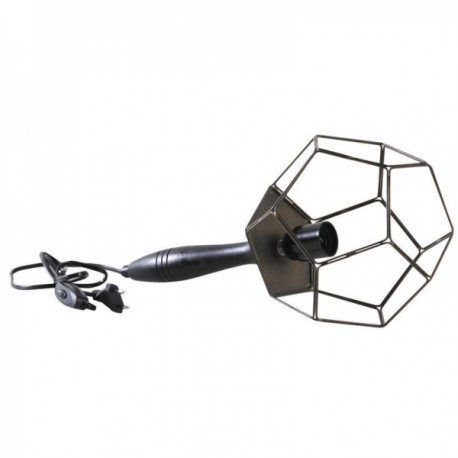 Decoratieve draagbare lamp om neer te zetten of op te hangen in messing en hout