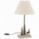 Lampe de chevet à poser en métal et bois cerf et sapins