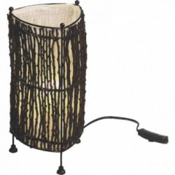 Ethnische Stehlampe aus Kokosnuss und Baumwolle