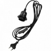 Câble Électrique Noir avec Interrupteur et Douille E27 2m pour Lampe & Suspension