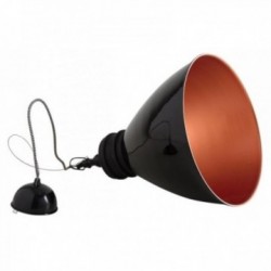 Pendant lamp in black lacquered metal and wood