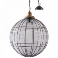 Metalowa lampa zawieszenia miedziana i drewno