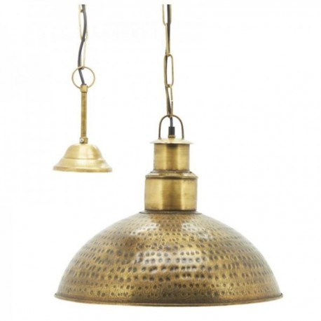 Lámpara colgante industrial en metal dorado martillado Ø44cm