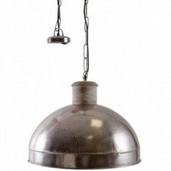 Lampe suspension industrielle en métal et bois