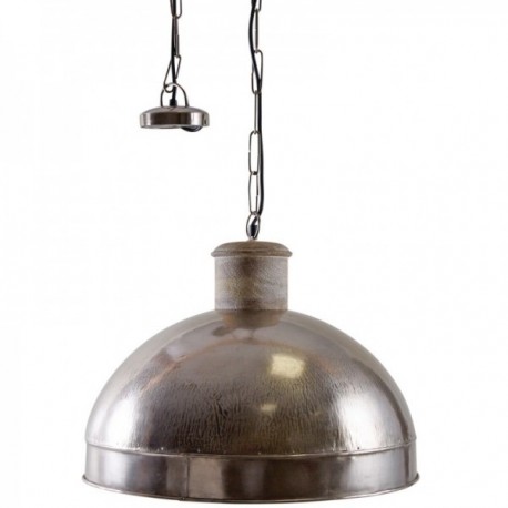 Industrial pendant lamp in metal and wood