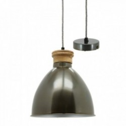 Lampe suspension en métal et bois naturel