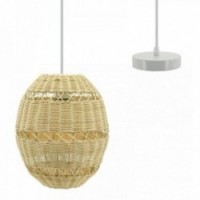 Ball pendant lamp in natural rattan and metal