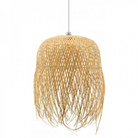 Kuglelampeskærm med naturlige bambusfrynser