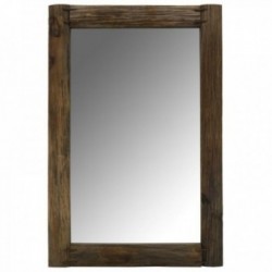 Espelho de parede retangular de madeira reaproveitada rústica