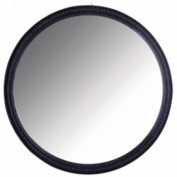 Gran espejo redondo de ratán negro Ø 70 cm