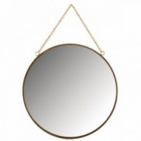 Round wall mirror in gold lacquered metal Ø 25 cm