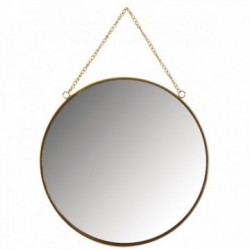 Espejo de pared redondo en metal lacado dorado Ø 25 cm
