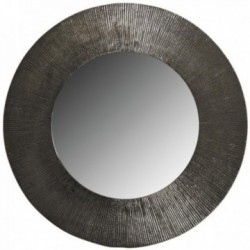 Espejo de pared redondo de metal zincado envejecido Ø 41,5 cm