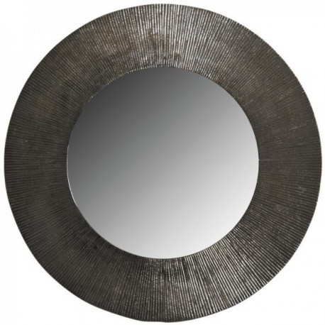 Miroir mural rond en métal zinc antique Ø 41,5 cm