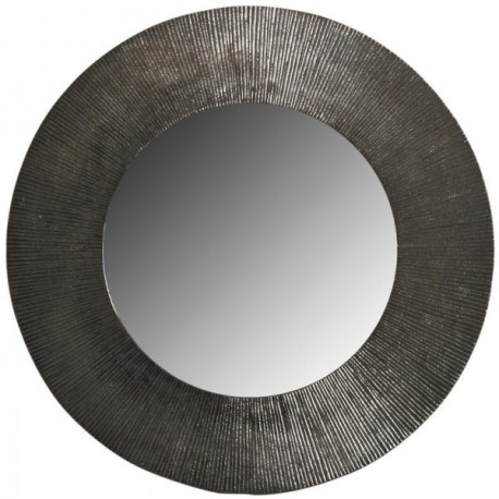 Round antique zinc metal wall mirror Ø 41.5 cm