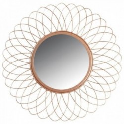 Round copper metal wall mirror