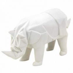 Rhinoceros statue i hvit harpiks | Moderne dyre skulptur og deco design for stue