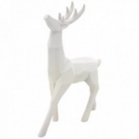Statue CERF Deco White Harz | Moderne Tierstatuette für Lounge und Weihnachtsdekoration