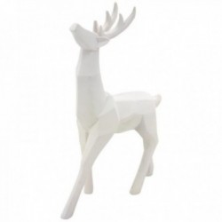 Estátua Cerf Deco Branco Resina | Estatueta de animais modernos para sala de estar e decoração de Natal