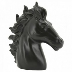 Svart Resin Horse Head Statue | Moderne dekorative rideskulptur for stue og kontor