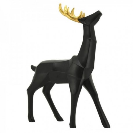 Deco deer in black and gold tinted resin