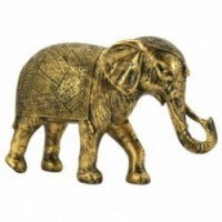 Elefante decorativo en resina dorada envejecida