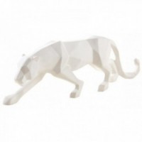 Dekoracja Lamparta w białej żywicy